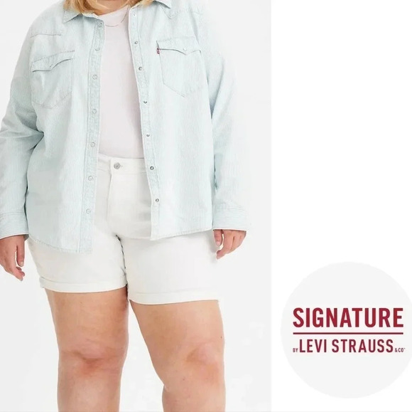 Signature by Levi Strauss & Co. High Rise Plus Size Heritage Denim Shorts 22W. - Picture 2 of 16